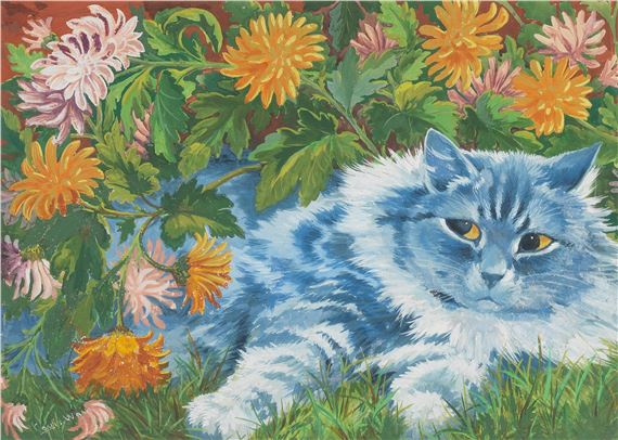 Amongst the Chrysanthemums by Louis Wain