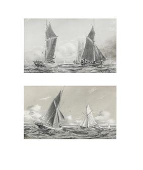 Two seascapes with sailing ships - Hans Christian Viggo-hansen
