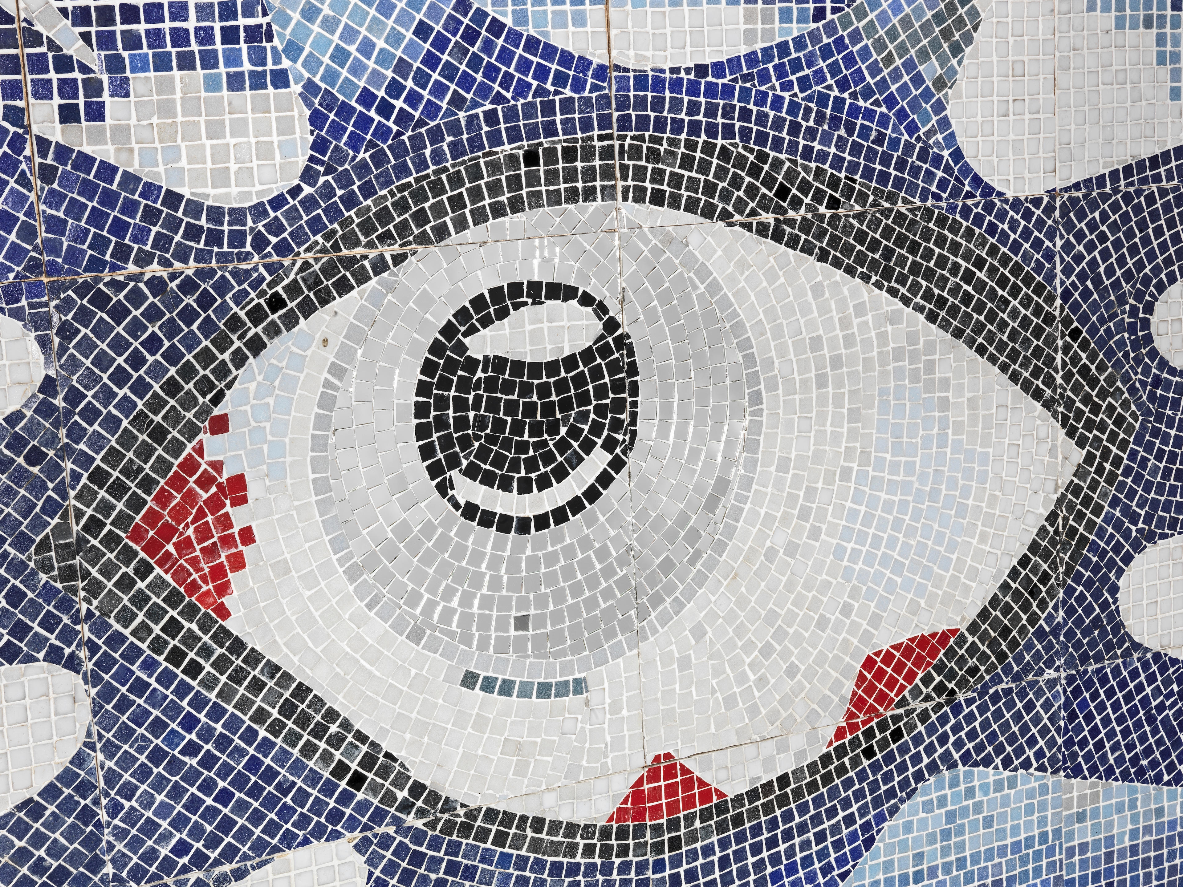 Artwork by John Lennon, The 'Psychedelic Eye' Mosaic Commissioned By John Lennon For His Swimming Pool At His Kenwood Home, Made of tesserae polychrome