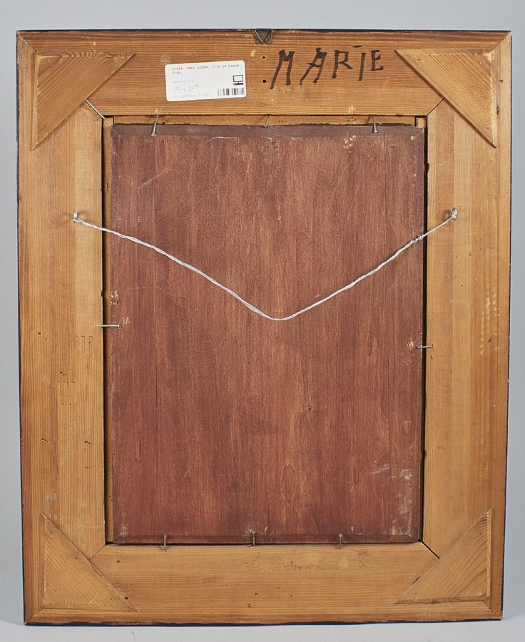 Artwork by Carl Roder, Vintermotiv med figurer. Signerad