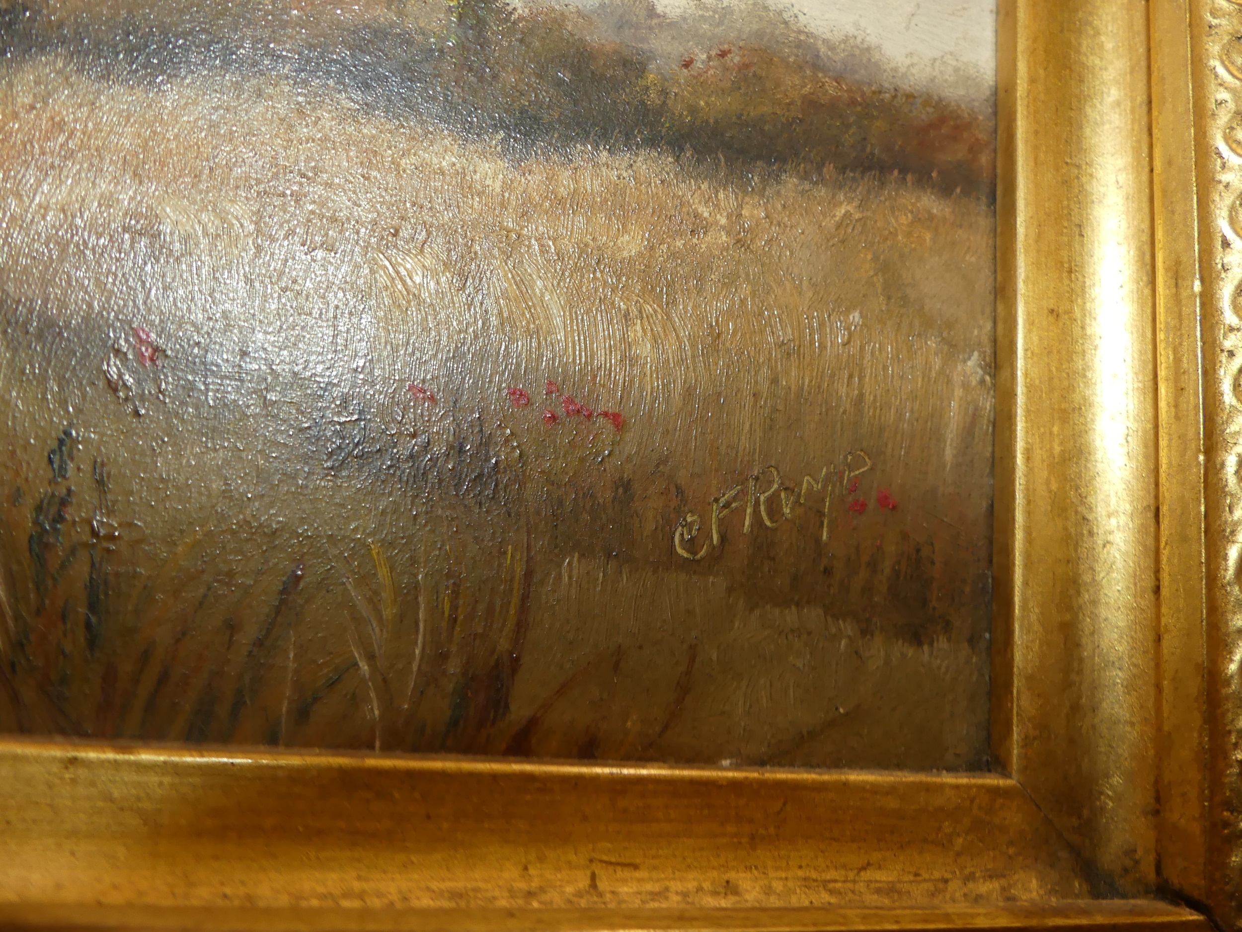 Artwork by C.f. Renie, Landscape with church beyond, Made of oil on artist board