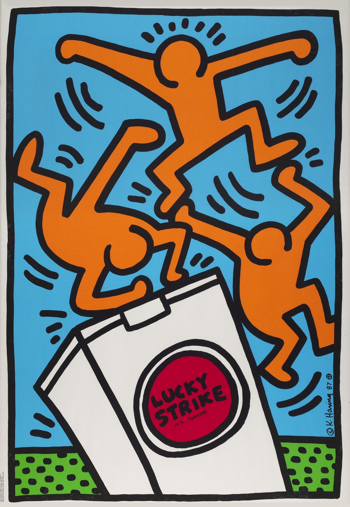 Artwork by Keith Haring, Lucky Strike. 1987, Made of color serigraph on vellum