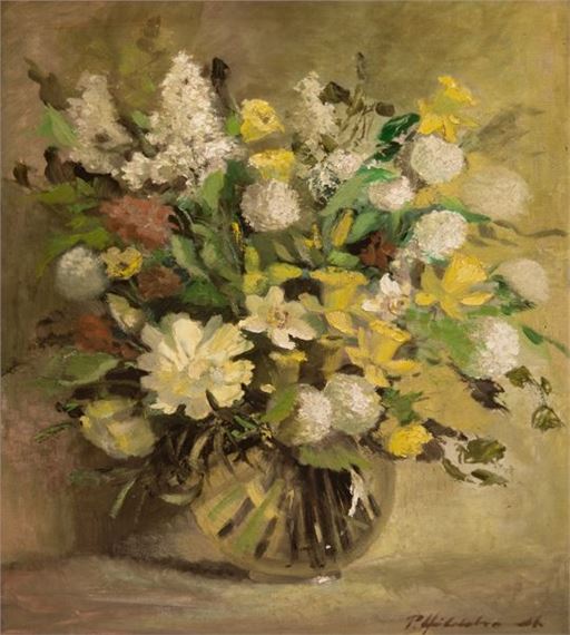 Stilleben mit Frühlingsstrauß in Glasvase - Paul Ernst Hildebrandt