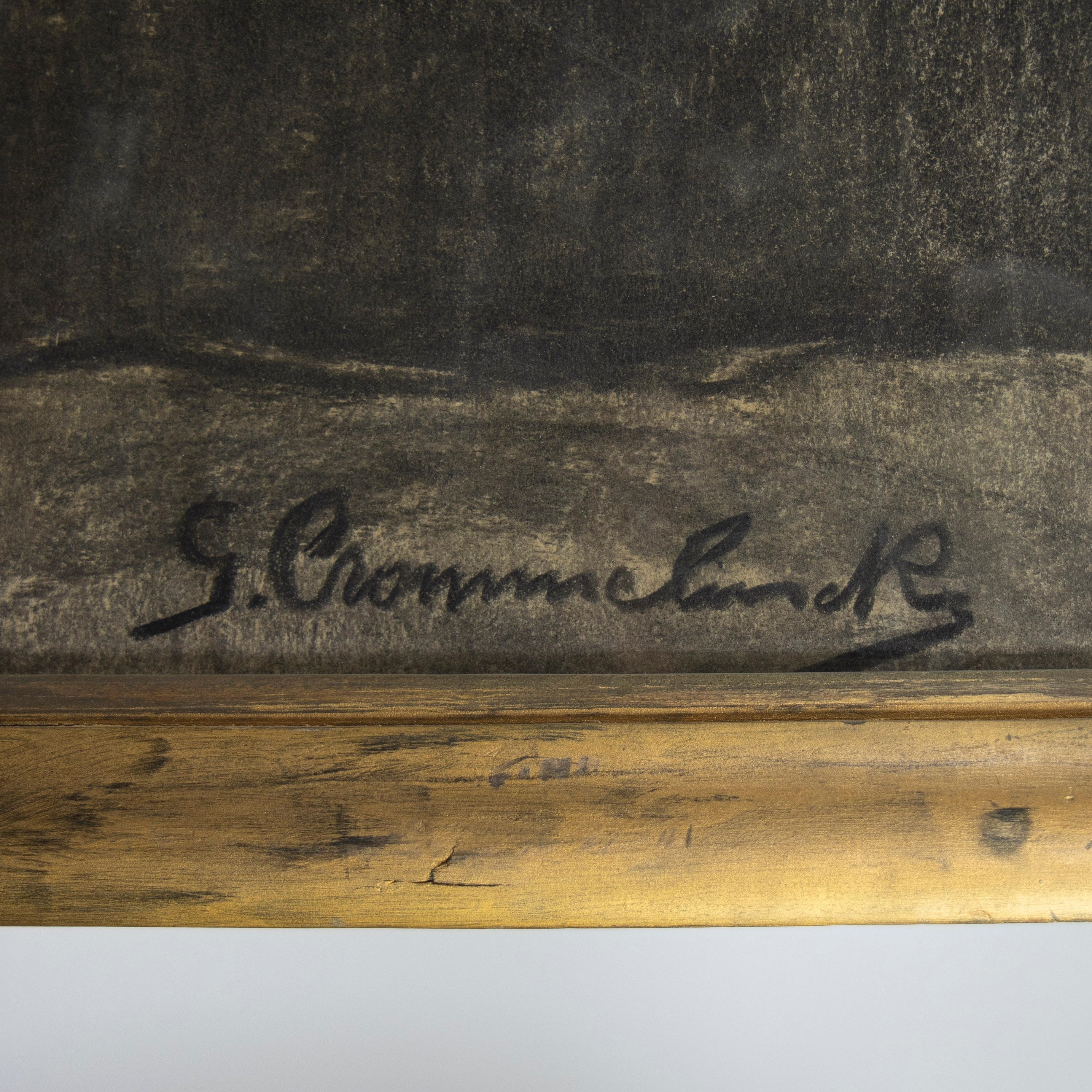 Artwork by Gustaaf Crommelynck, Patershol in Ghent, Made of charcoal drawing