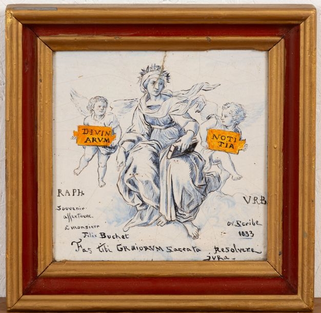 Artwork by Léon Ovide Scribe, Divin arum, Noti tia, allégorie de la théologie d'après Raphaël, Made of en terre cuite