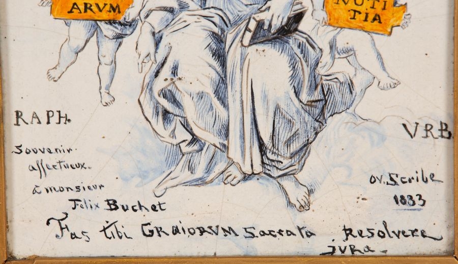 Artwork by Léon Ovide Scribe, Divin arum, Noti tia, allégorie de la théologie d'après Raphaël, Made of en terre cuite