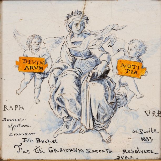 Artwork by Léon Ovide Scribe, Divin arum, Noti tia, allégorie de la théologie d'après Raphaël, Made of en terre cuite