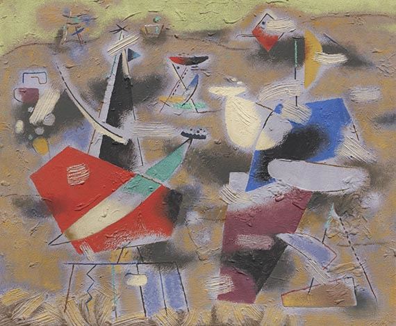 Ländliche Komposition (Violettes Bild) by Willi Baumeister, 1948