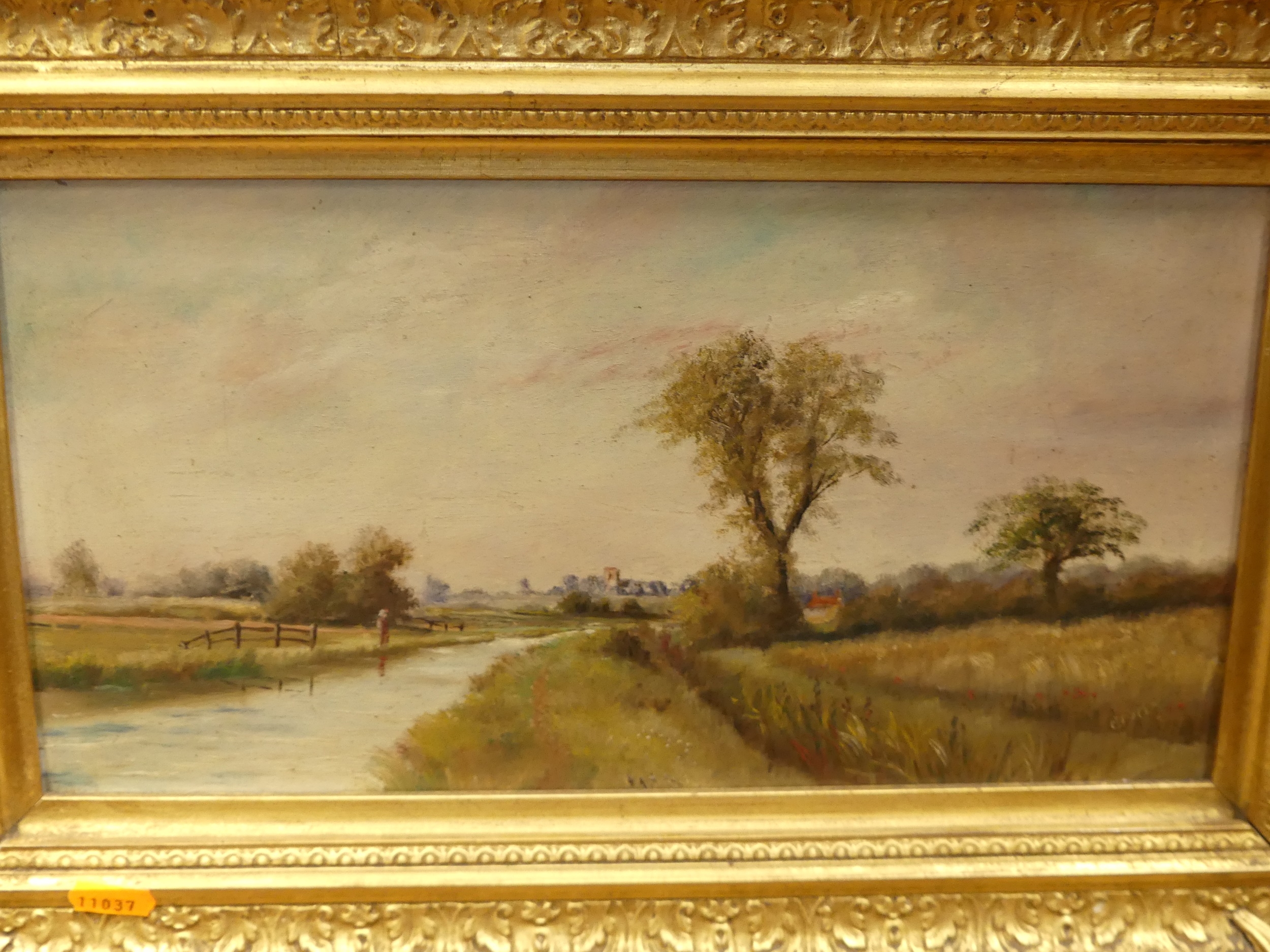 Artwork by C.f. Renie, Landscape with church beyond, Made of oil on artist board