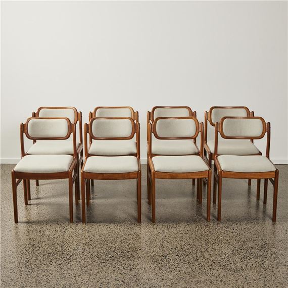 A Set of Eight Teak Dining Chairs by Johannes Andersen for Uldum Møbelfabrik Denmark by Johannes Andersen, 1960s