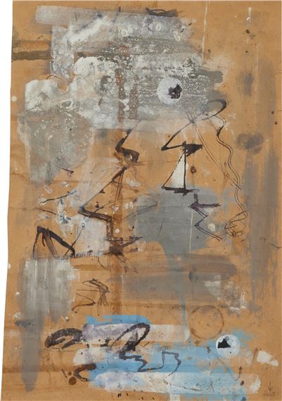 Profile mit Farbflecken & Profile Schwarz & Profile vor blauem Grund by Hermann Glöckner, dated 1965