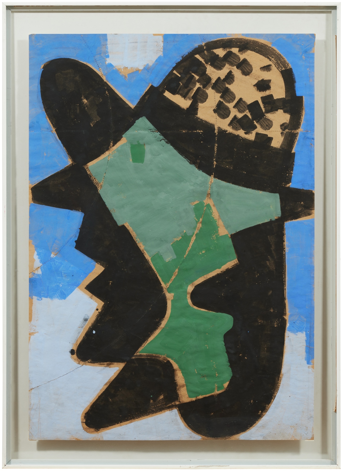 Artwork by Hermann Glöckner, Profile mit Farbflecken & Profile Schwarz & Profile vor blauem Grund, Made of tempera on paper