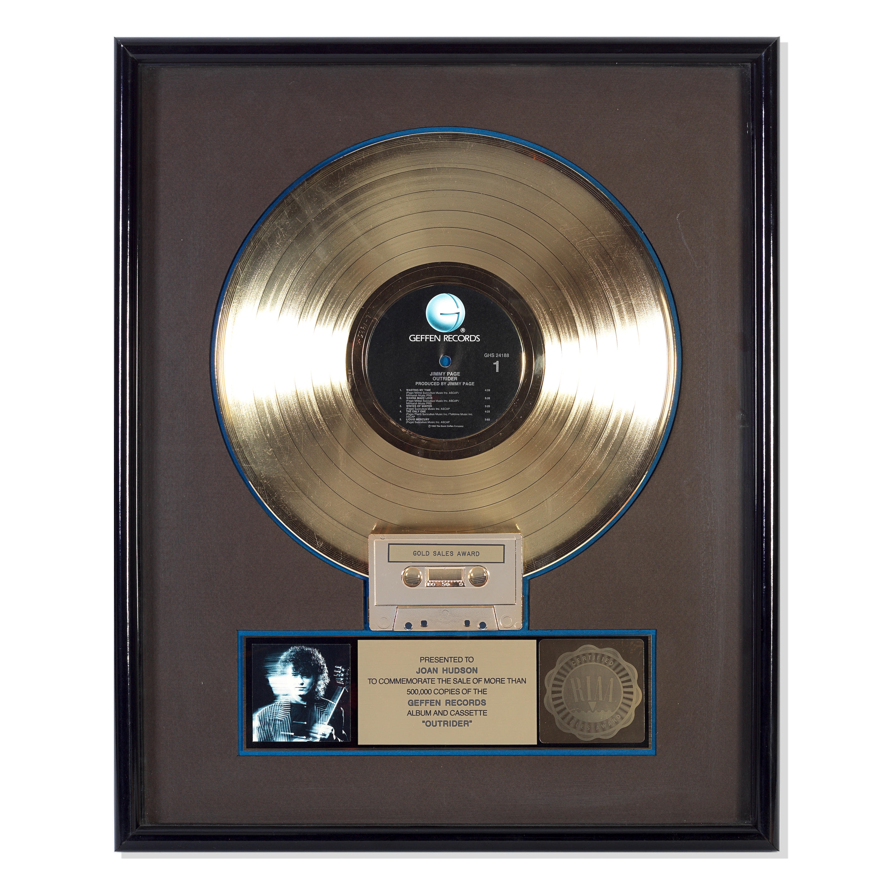 Jimmy Page | A RIAA 'Gold' Disc Award For The Album Outrider (1988 ...