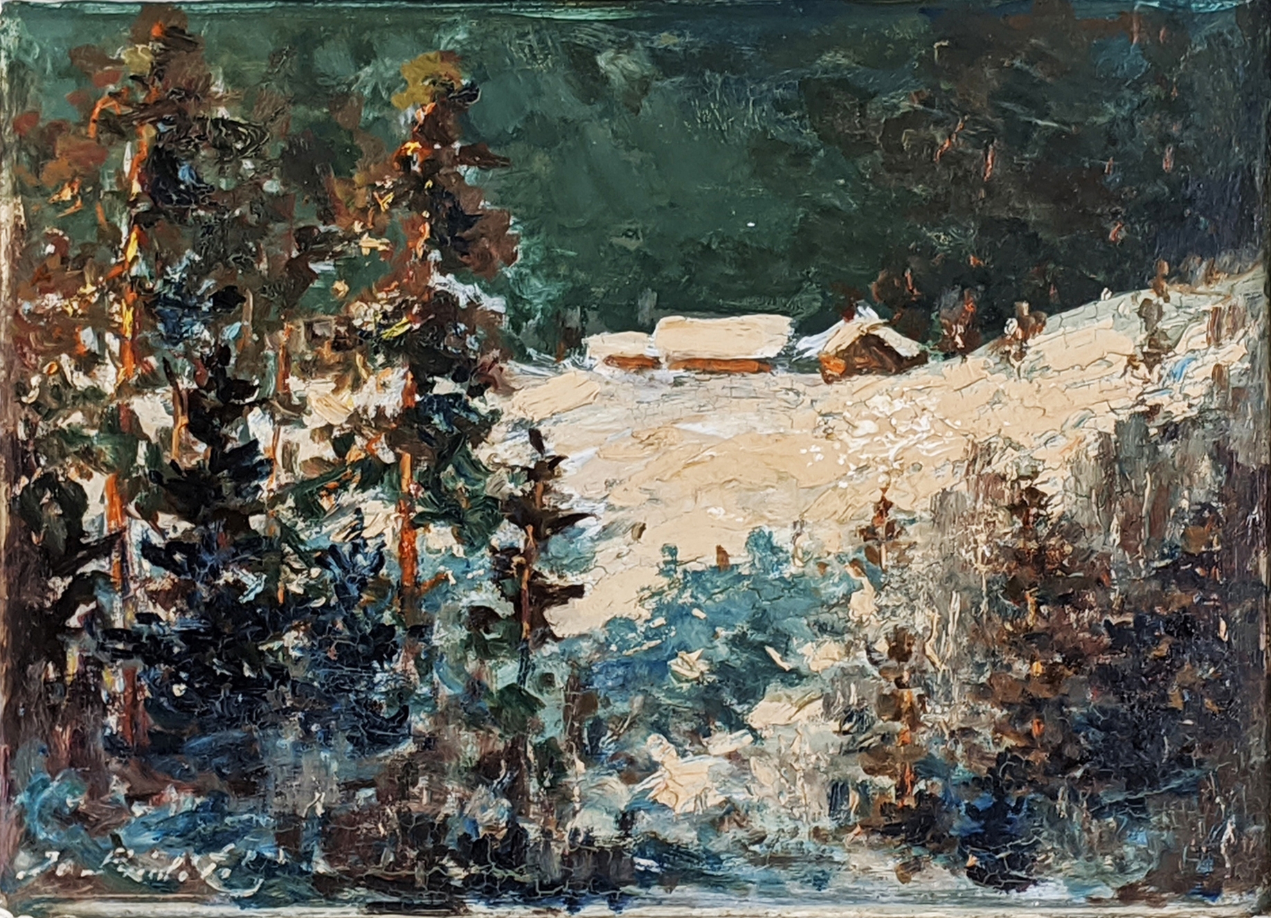 Artwork by Joseph Preiditis, Winter in the Alps, Made of oil on board