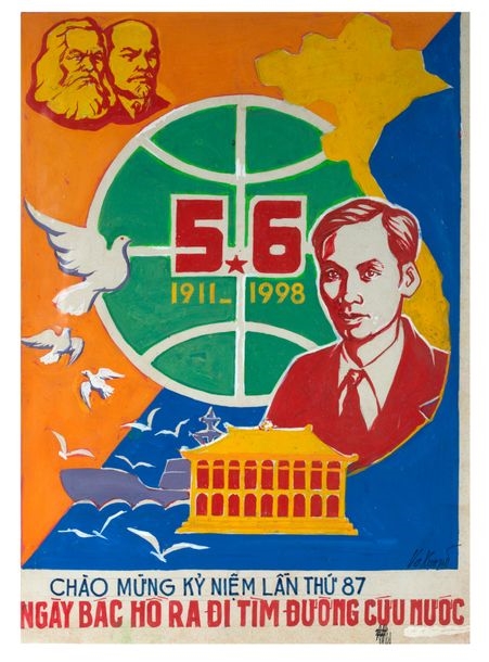 Affiche originale de propagande du parti communiste Vietnamien by VO Xuong, 1998