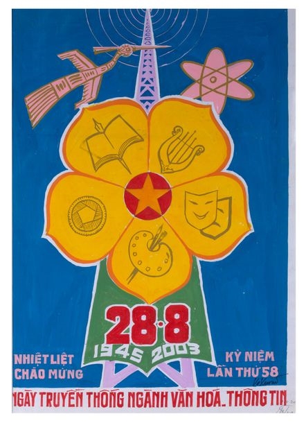 Affiche originale de propagande du parti communiste Vietnamien by VO Xuong, 2002