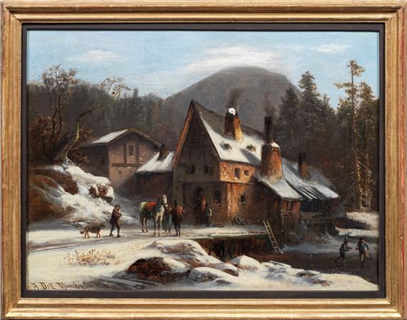Winterlandschaft mit alter Schmiede by Anton Doll, 1826