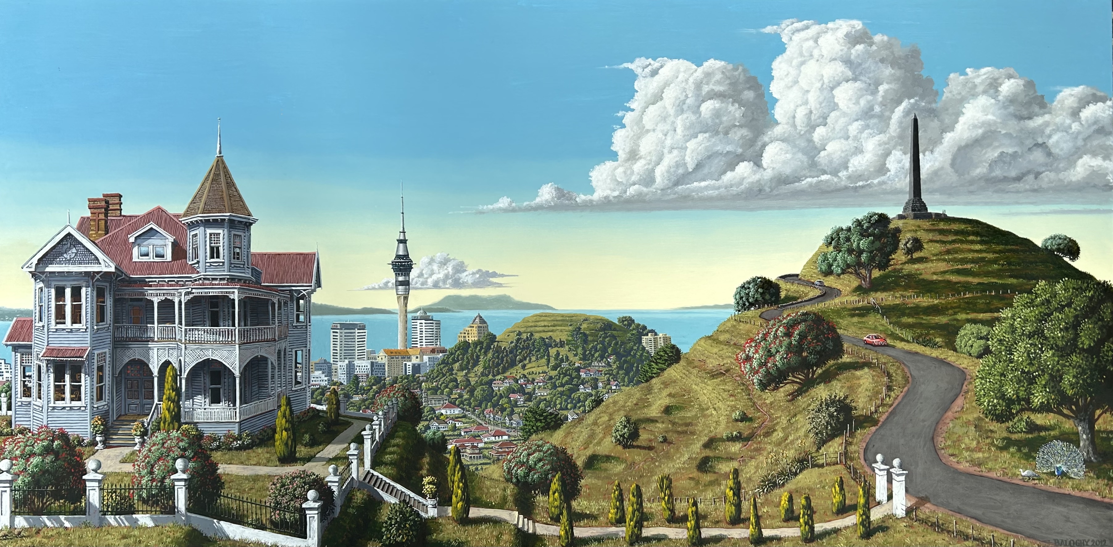 Artwork by George Baloghy, House on the Hill, Made of Oil on canvas