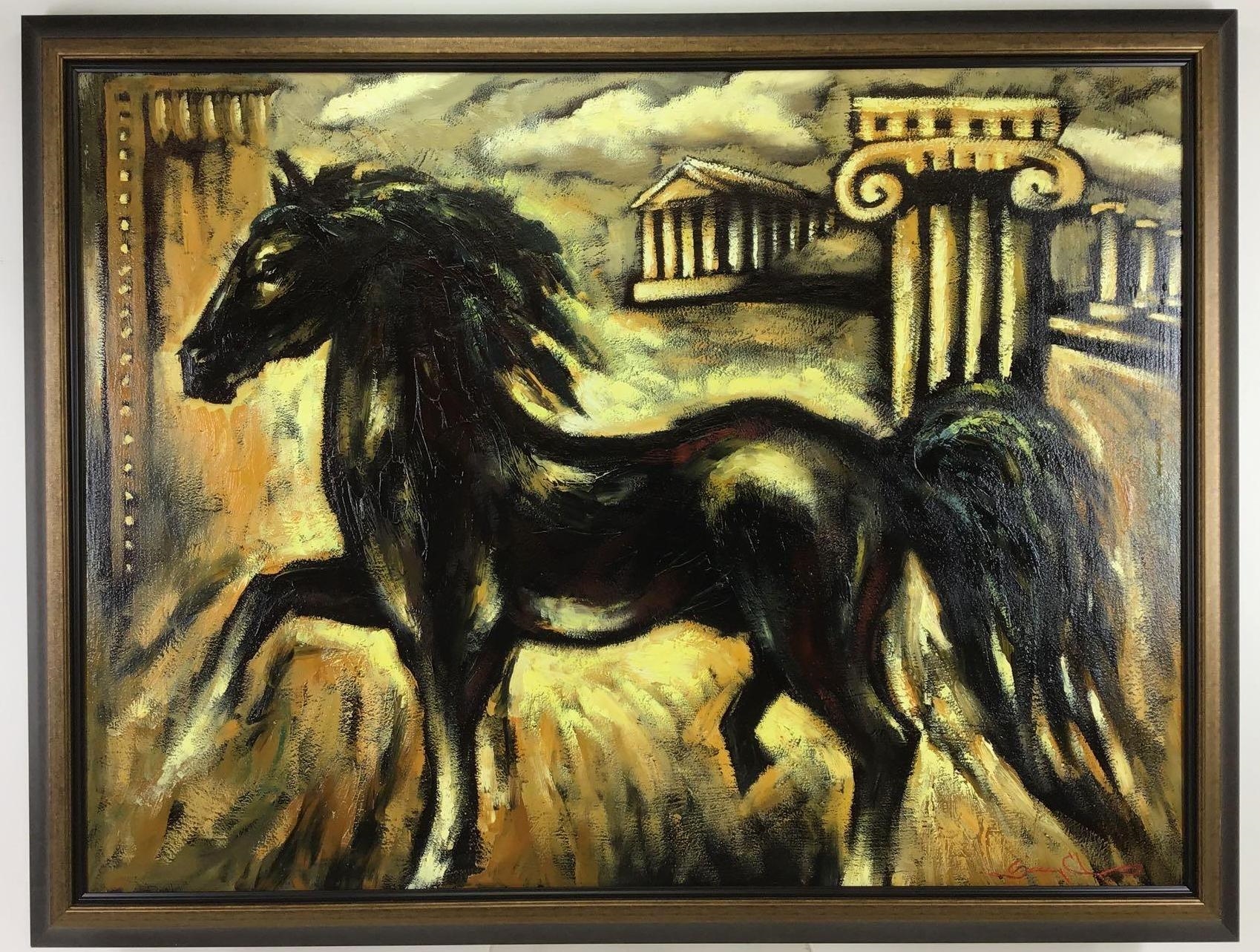 Sergey Cherep | Prancing black horse | MutualArt
