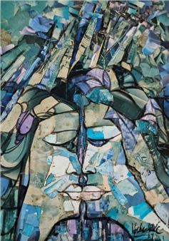 The happiness on the Christmas night - 1989 COLLAGE AND INK Signed and dated lower right Bears a label with the title and a mailing "Souvenir to ICMC (PRPC)". Sight: 73 x 52 cm (yellowing - Ho Thanh Duc