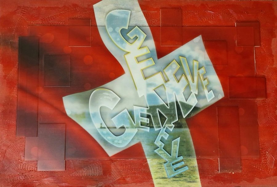 Artwork by Richard Woleck, G Flag - 2009 MIXED MEDIA Signed, Made of mixed media