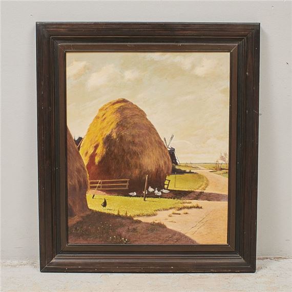 Johan Krouthén | Landskap med höstack. | MutualArt