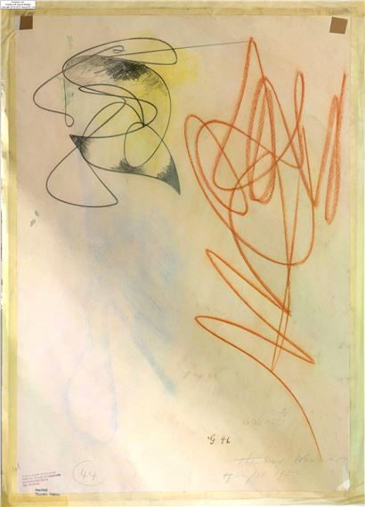 Abstrakte Komposition mit Blau und Orange mit Vorstudie auf der Rückseite by Theodor Werner, dated 1950