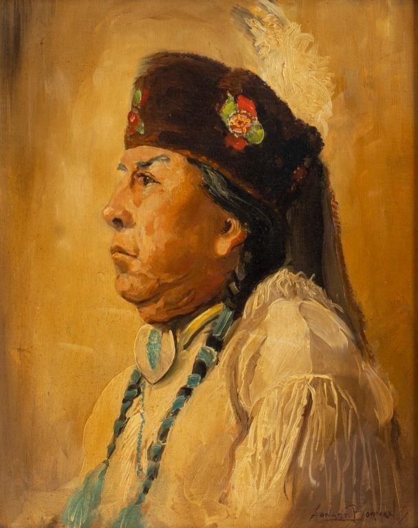 A pair of framed oil portraits depicting two figures in traditional attire.