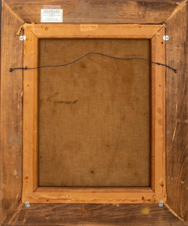 A pair of framed oil portraits depicting two figures in traditional attire.