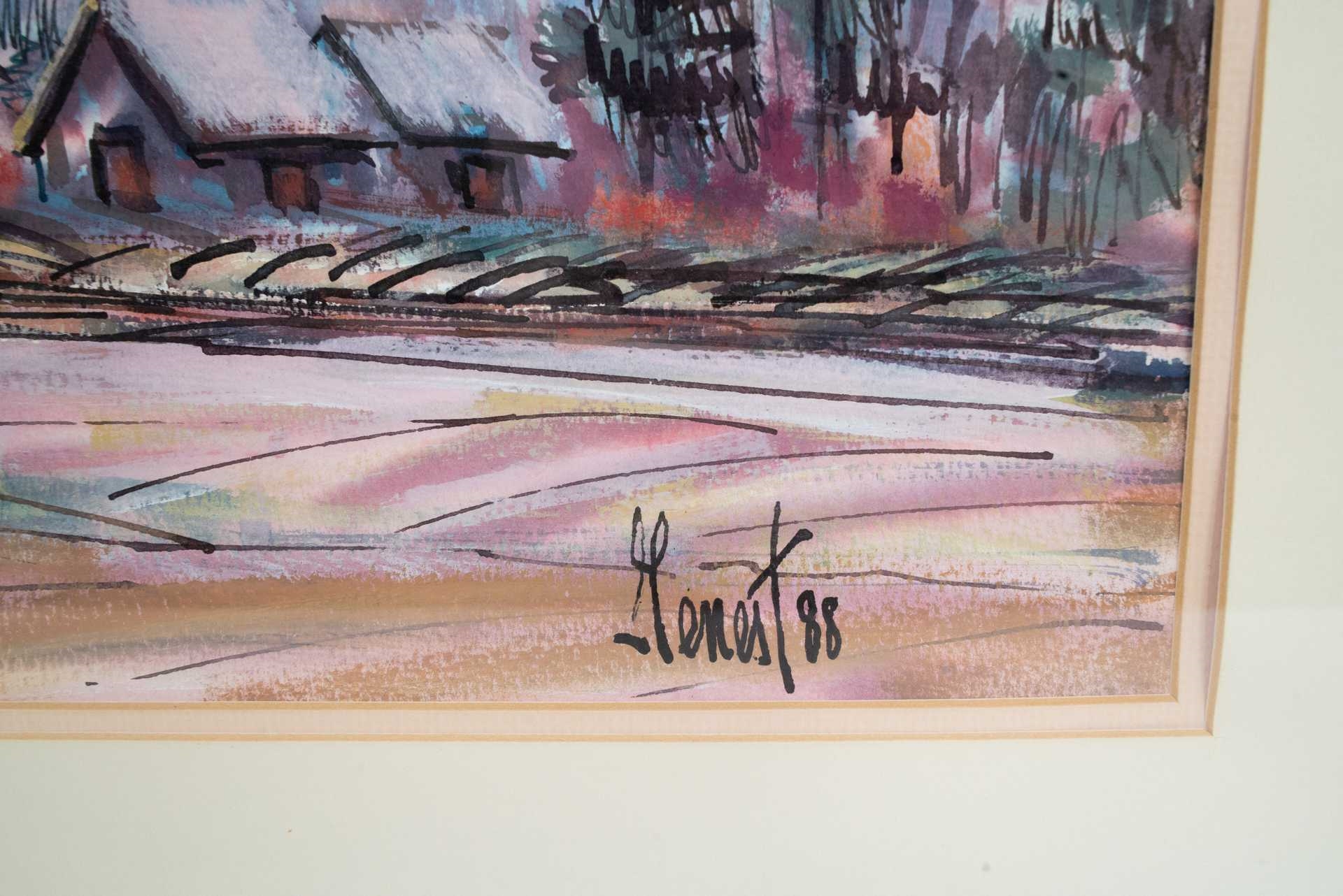 Artwork by Paul-Émile Genest, Landscape, Made of Gouache and ink on paper