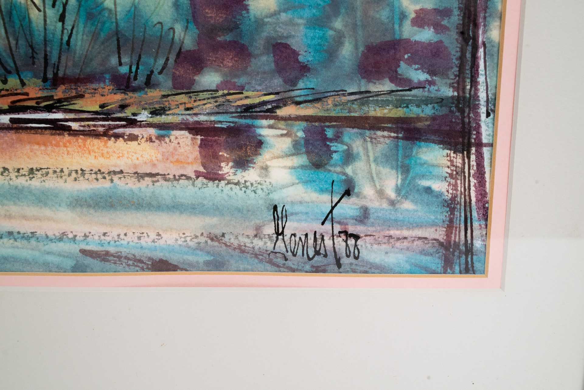 Artwork by Paul-Émile Genest, Landscape - 1988, Made of Gouache and ink on paper