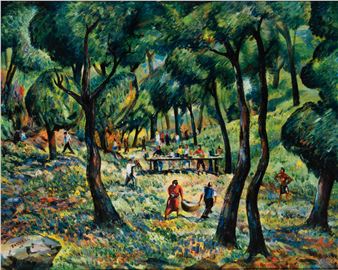 Figures in a Wooded Landscape - Joseph Anthony Buzzelli