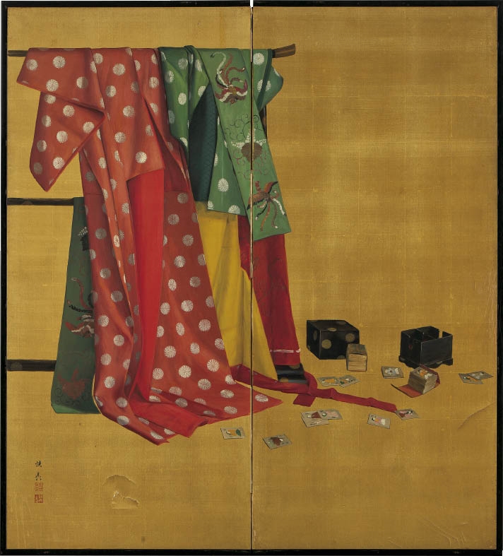 Artwork by Yasuhiko Ito, Still life (2-panel byobu screen), Made of oil on silk