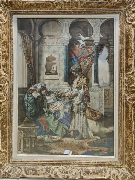 Artwork by Edouardo Vitali, Deux femmes au harem, Made of Watercolor