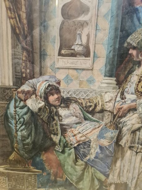 Artwork by Edouardo Vitali, Deux femmes au harem, Made of Watercolor