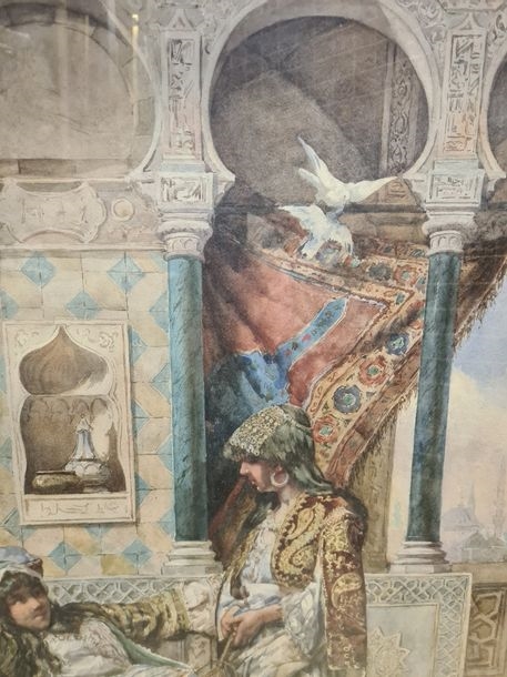 Artwork by Edouardo Vitali, Deux femmes au harem, Made of Watercolor