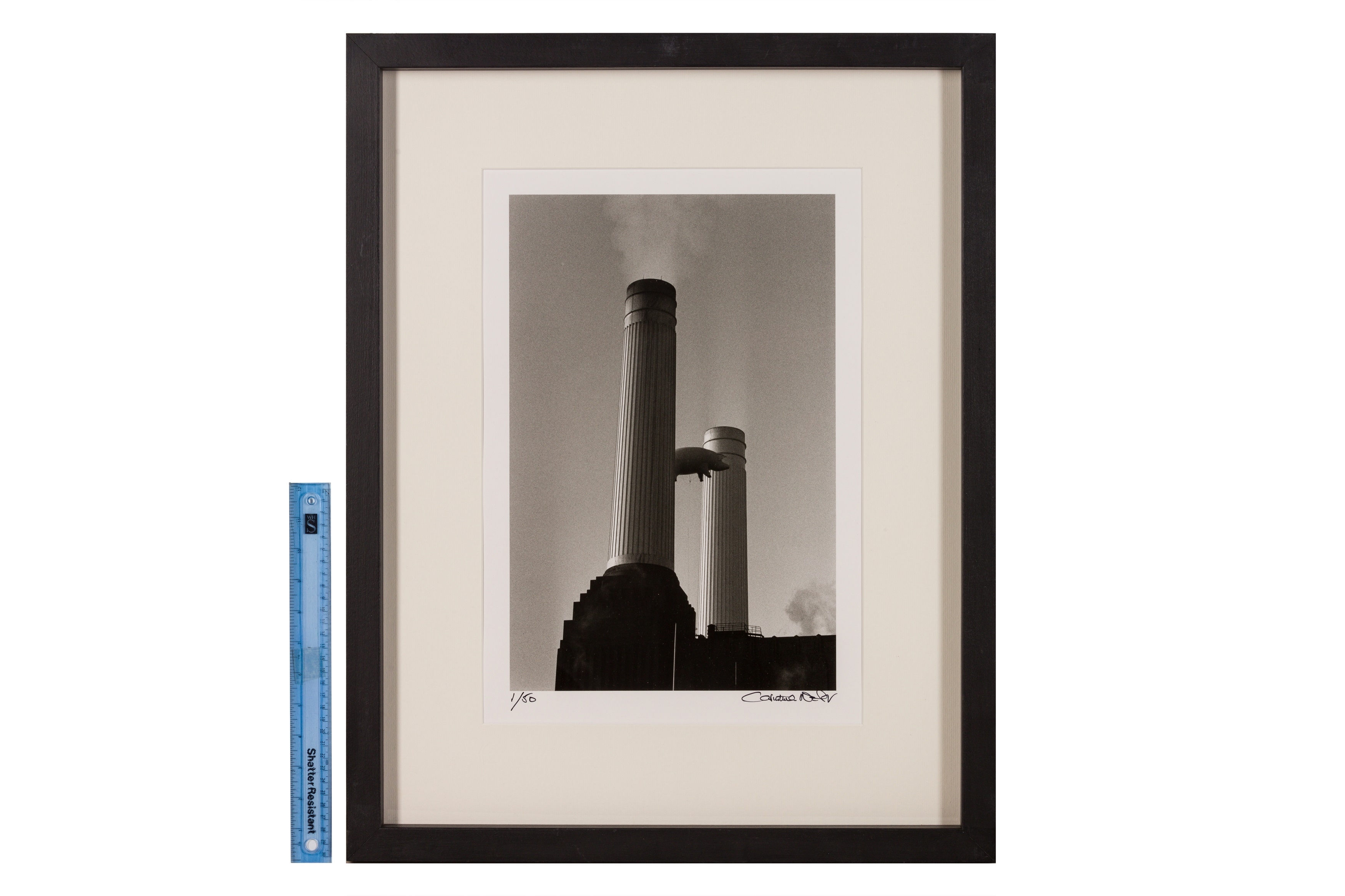 Artwork by Carinthia West, PINK PIG OVER BATTERSEA POWER STATION, Made of Silver gelatin print