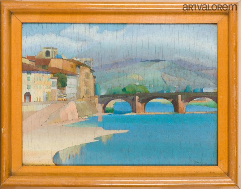 Giuseppe Ricci | Bridge and Italian city (1891) | MutualArt