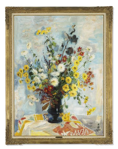 Les chrysanthèmes blancs et jaunes (White and Yellow Chrysanthemums) by Lê Ph?, circa 1970