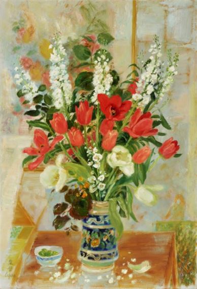 Les tulipes rouges (Red Tulips) by Lê Phổ, circa 1970