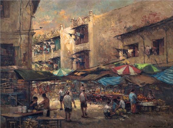 Painting of Hainan Street by Choo Keng Kwang, 1968