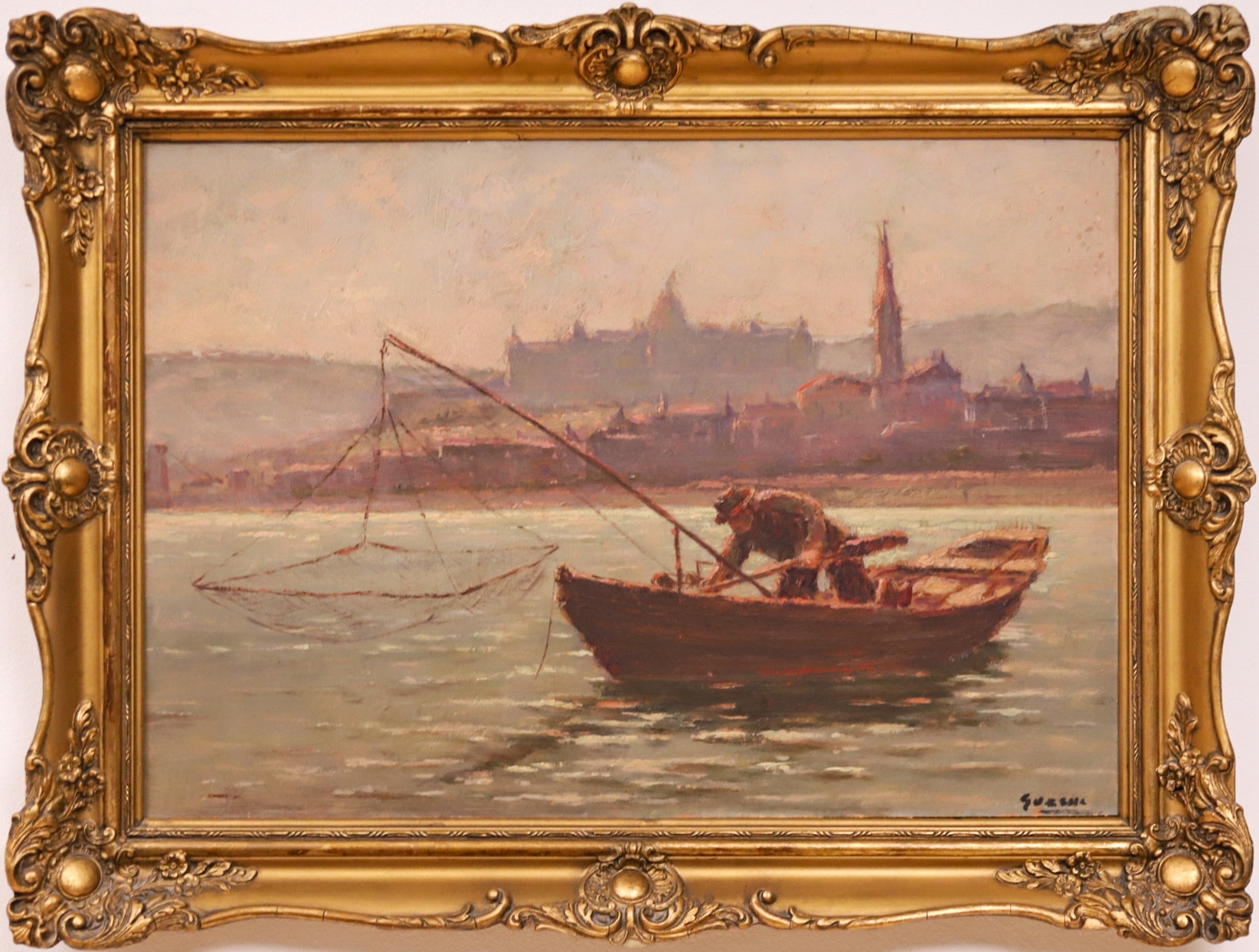 Artwork by Ödön Guzsik, Danube fisherman, Made of Oil on wood