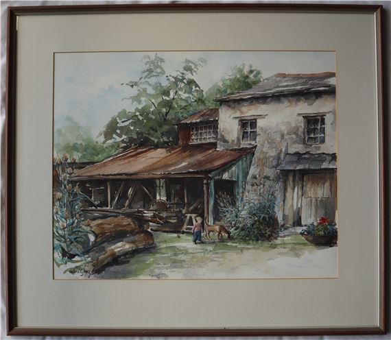 Valerie Ganz Old Mill, Parkmill Watercolour Signed 39.5 x 49. by Valerie Ganz