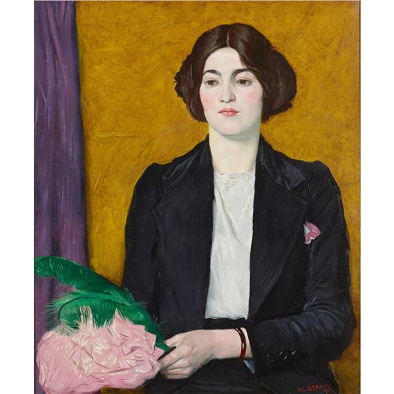 GIRL WITH FAN by William Strang, dated 1912