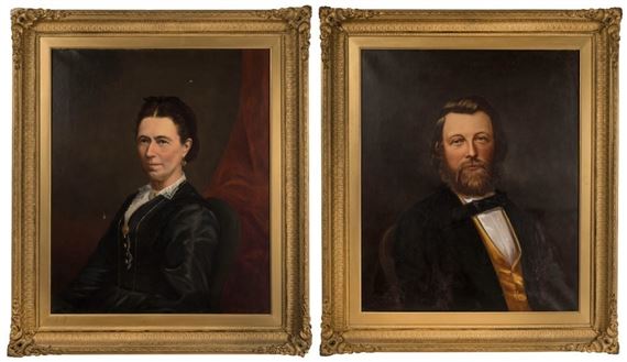 I.) portrait of a gent, II.) portrait of a lady, by Thomas Flintoff, 1875