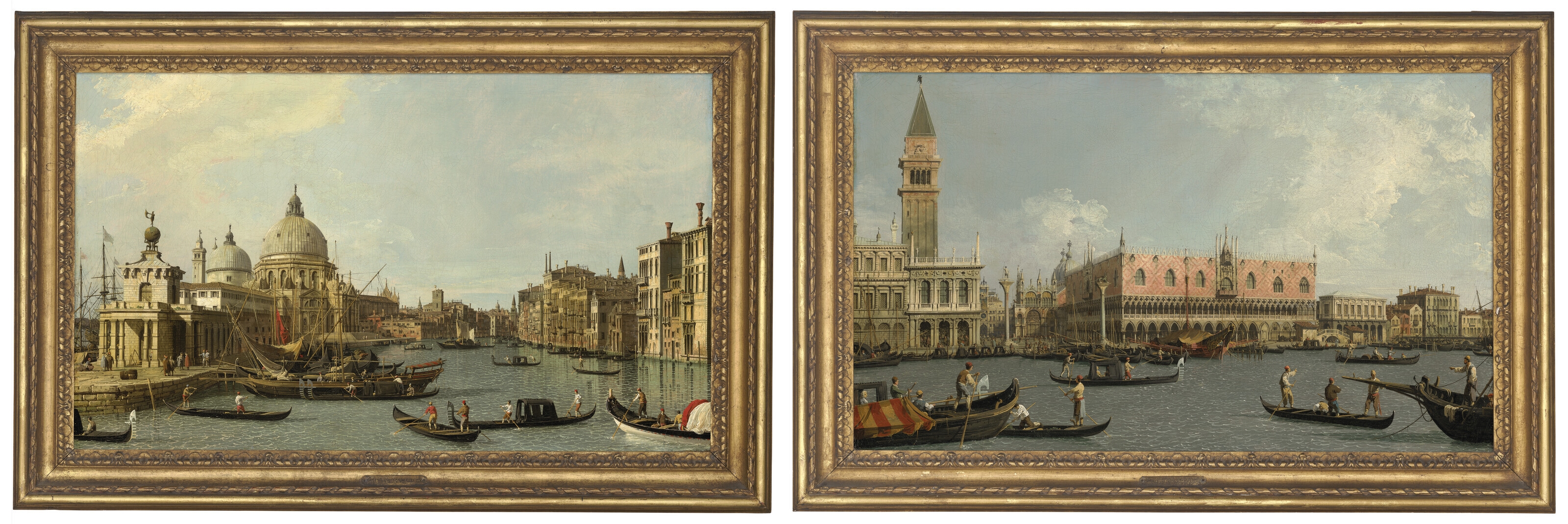 Artwork by Canaletto, Venice: The Mouth of the Grand Canal from the East; and The Molo, with the Piazzetta and the Doge’s Palace, from the Bacino, Made of oil on canvas