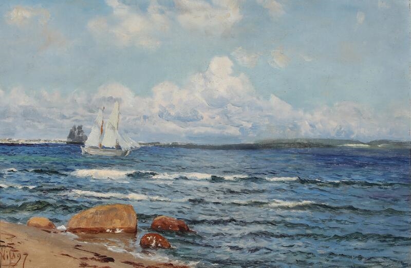 Frisk Sommerdag ved Lillebælt (I baggrunden Wedellsborg Skove) by Thorvald Simon Niss, 1897