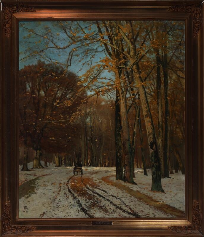 Artwork by Thorvald Simon Niss, Forest scenery by winter time, Made of Oil on canvas