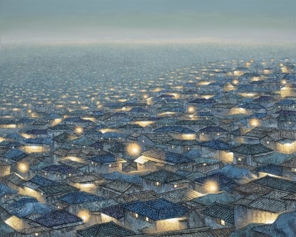 Artwork by Joung Young-Ju, Disappearing Scenery 1215, Made of acrylic and Korean paper collage on canvas