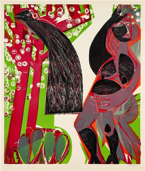 Die Frau mit dem Pfau. by HAP  Grieshaber, 1963